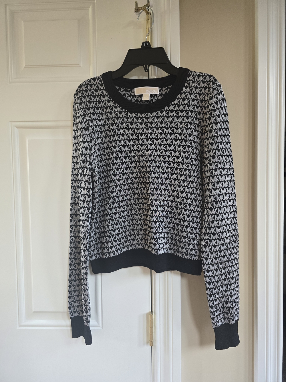 Michael Kors Black & Silver Logo Knit Crewneck Sweater